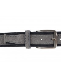Cintura uomo tela e camoscio da 4 cm artigianale tortora e nero