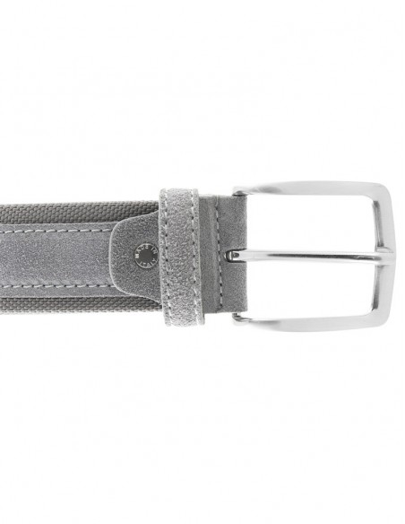 Cintura uomo tela e camoscio da 4 cm artigianale grigio