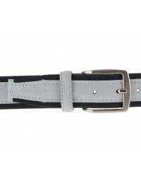 Cintura uomo tela e camoscio da 4 cm artigianale grigio chiaro e nero
