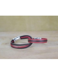 Bracciale in cuoio bicolore marrone e rosso