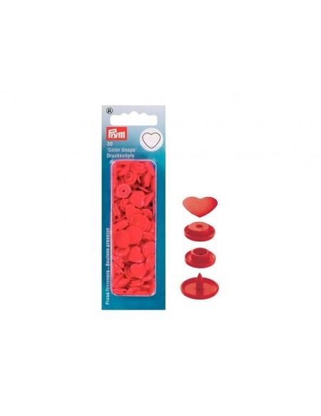 Bottoni a pressione in plastica a forma di cuore rosso Prym 30 pz