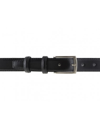 Cintura uomo in pelle nera classica made in Italy impunturata altezza da 3,5 cm 