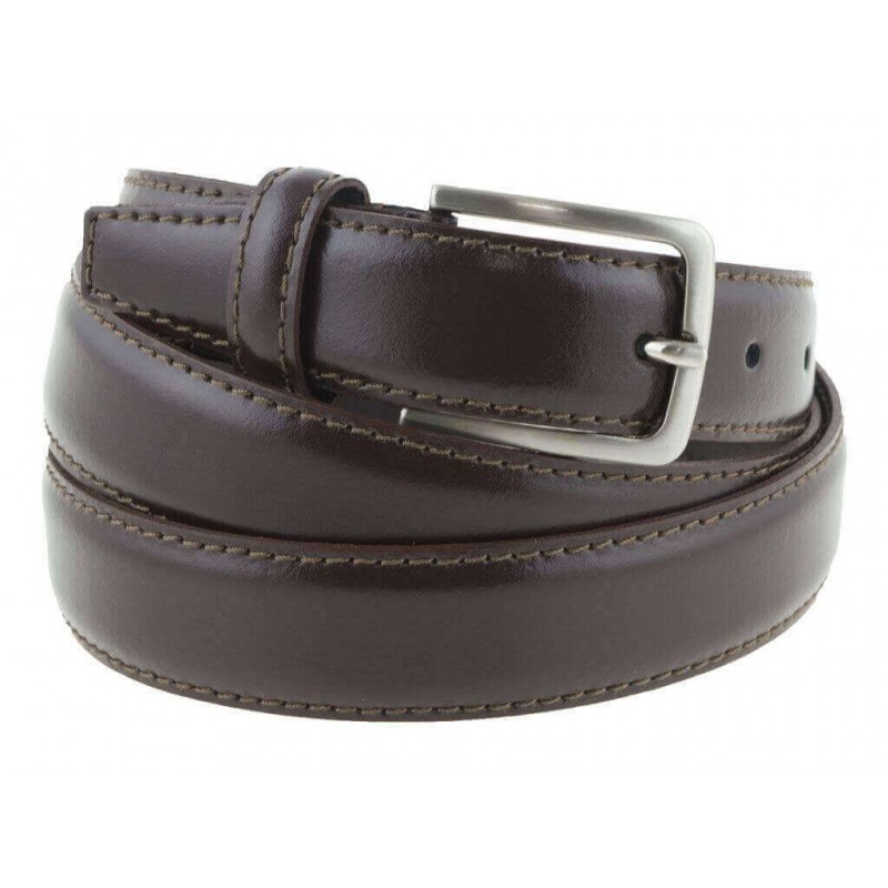 Cintura uomo in pelle marrone classica elegante 3 cm artigianale