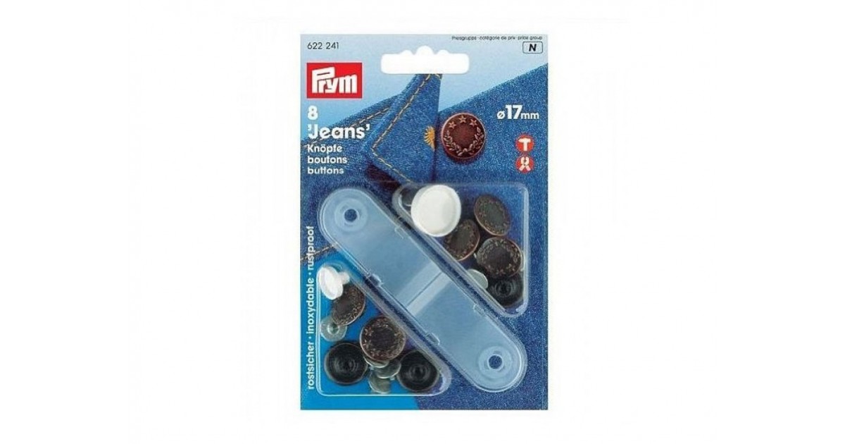 Bottoni a pressione in metallo Prym con alloro per jeans da 17 mm