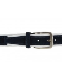 Cintura uomo tela e camoscio da 4 cm artigianale blu e bianco