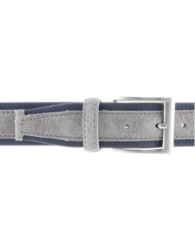 Cintura uomo tela e camoscio grigio e bianco artigianale made in Italy 