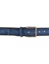 Cintura uomo tela e camoscio da 4 cm artigianale grigia e blu