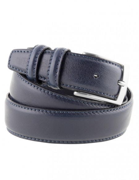 Cintura uomo elegante in pelle di vitello blu scuro classica 3,5 cm