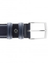 Cintura uomo elegante in pelle di vitello blu scuro classica 3,5 cm