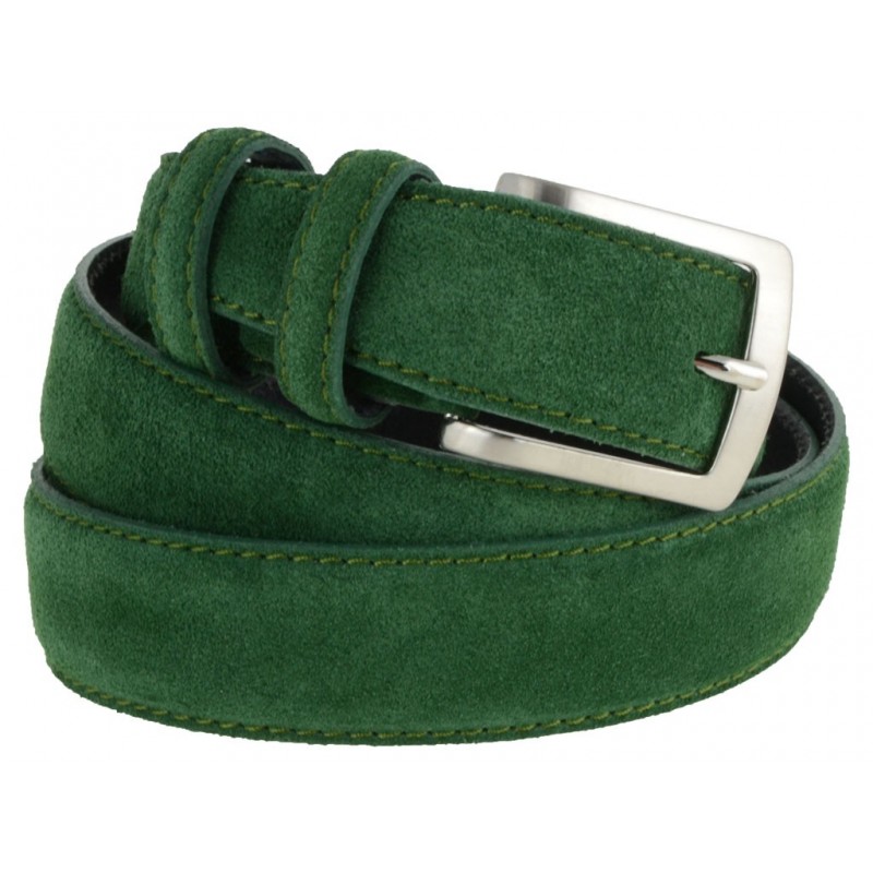 Cintura da uomo verde in camoscio artigianale