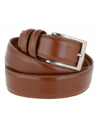 Cintura in pelle semi lucida marrone da cerimonia 3,5 cm