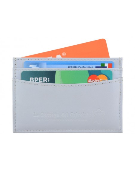 Porta carte di credito da uomo in pelle grigio chiaro