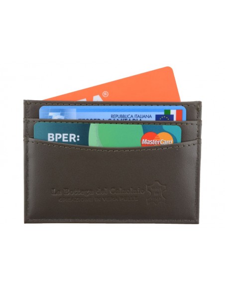 Porta carte di credito da uomo in pelle marrone