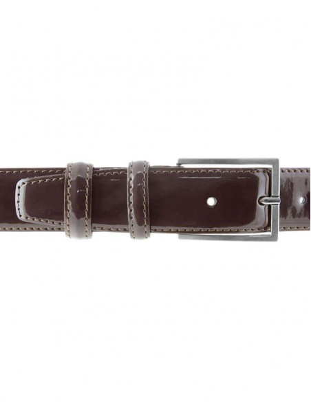 Cintura uomo in pelle di vitello spazzolato marrone 3,5 cm