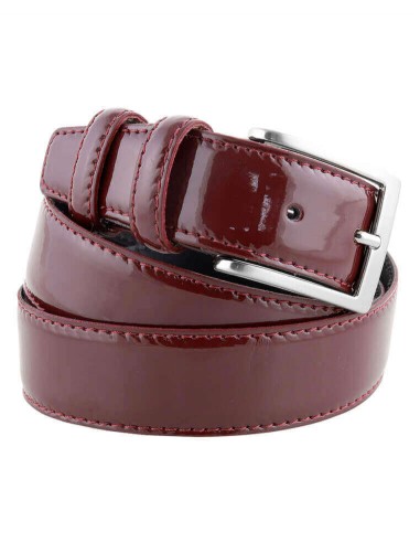 Cintura uomo in pelle di vitello spazzolato bordeaux 3,5 cm