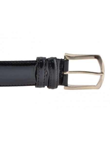 Cintura uomo in pelle di vitello spazzolato nera 3,5 cm