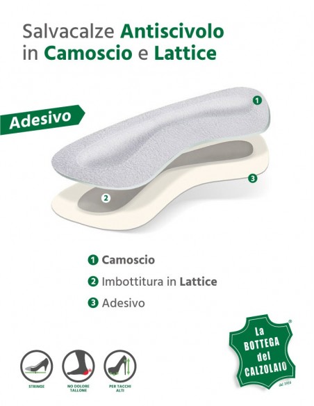 Cuscinetto antiscivolo adesivo in camoscio e lattice