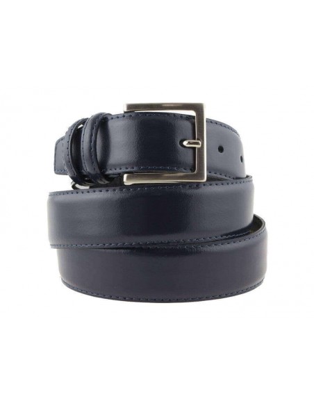 Cintura uomo in pelle blu classica elegante 3,5 cm artigianale