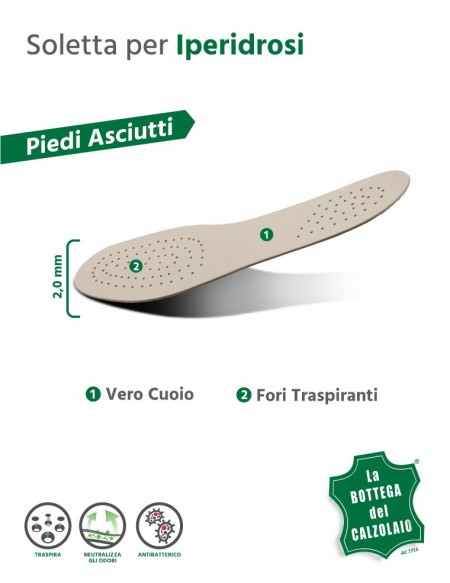 Soletta in vero cuoio per scarpe confortevole e traspirante