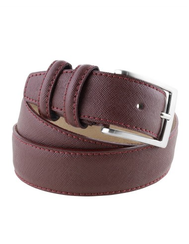 Cintura in pelle saffiano bordeaux da uomo modello Prada