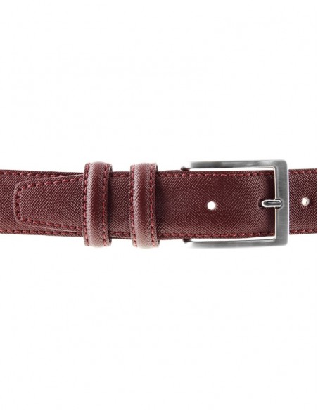 Cintura in pelle saffiano bordeaux da uomo modello Prada