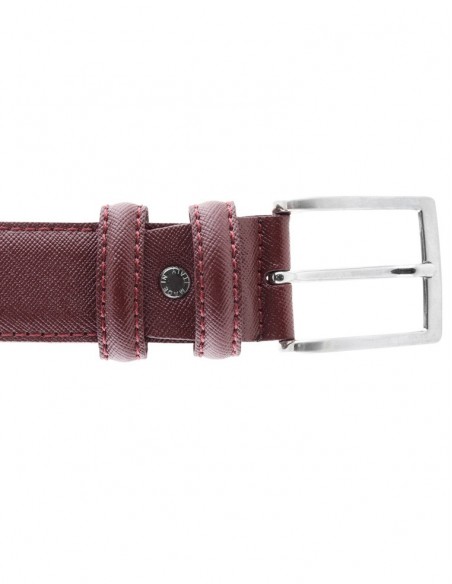 Cintura in pelle saffiano bordeaux da uomo modello Prada