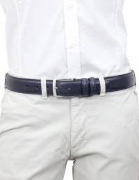 Cintura uomo elegante in pelle di vitello blu scuro classica 3,5 cm