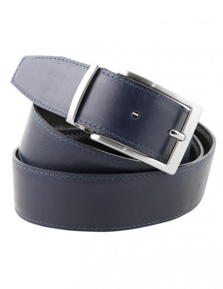 Cintura double face uomo blu e nera da 3,5 cm