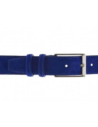 Cintura sportiva in camoscio blu elettrico in vera pelle Made in Italy 