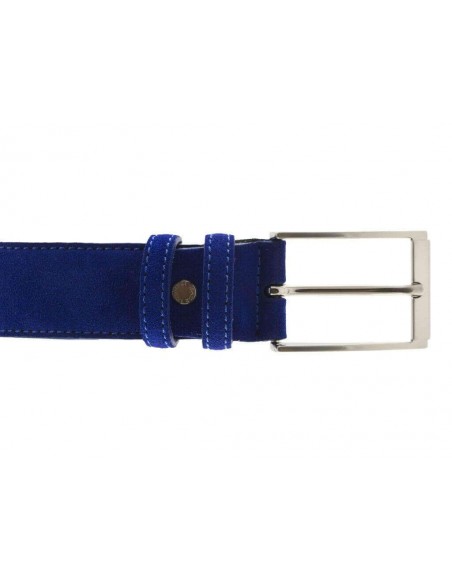 Cintura da uomo in camoscio blu elettrico artigianale