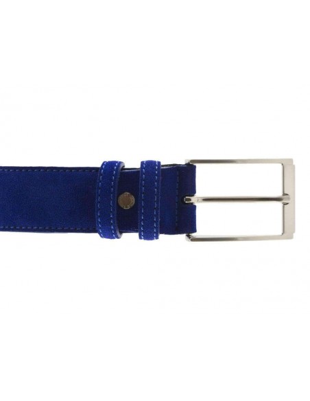 Cintura da uomo in camoscio blu elettrico artigianale