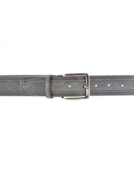 Cintura uomo tela e camoscio da 4 cm artigianale grigio chiaro e grigio chiaro