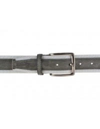 Cintura uomo tela e camoscio da 4 cm artigianale grigia e bianca