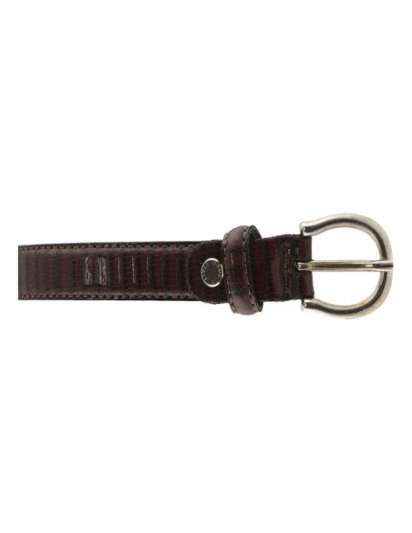 Cintura donna in pelle marrone stampa lucertola