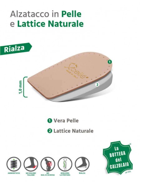 Alzatacco in lattice e pelle alto 3 cm per uomo e donna