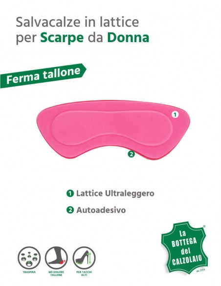 Salva tallone antiscivolo in lattice rosa per scarpe 2 pz