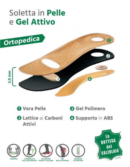 Plantare ortopedico anatomico con carboni attivi 2 pz